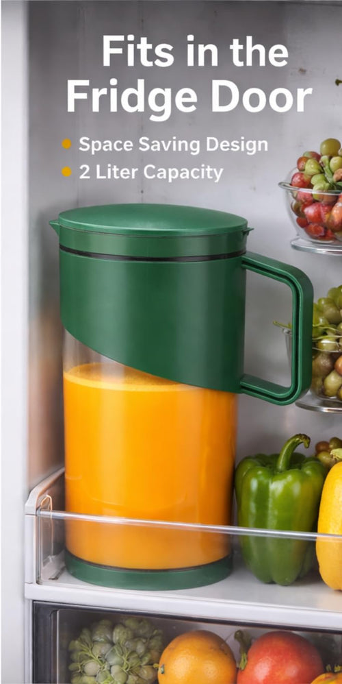1800ml Water Jug for Fridge BPA Free Leakproof Plastic Pitcher with Handle | Juice, Milk & Cold Drink Storage Container for Kitchen & Dining (Green)