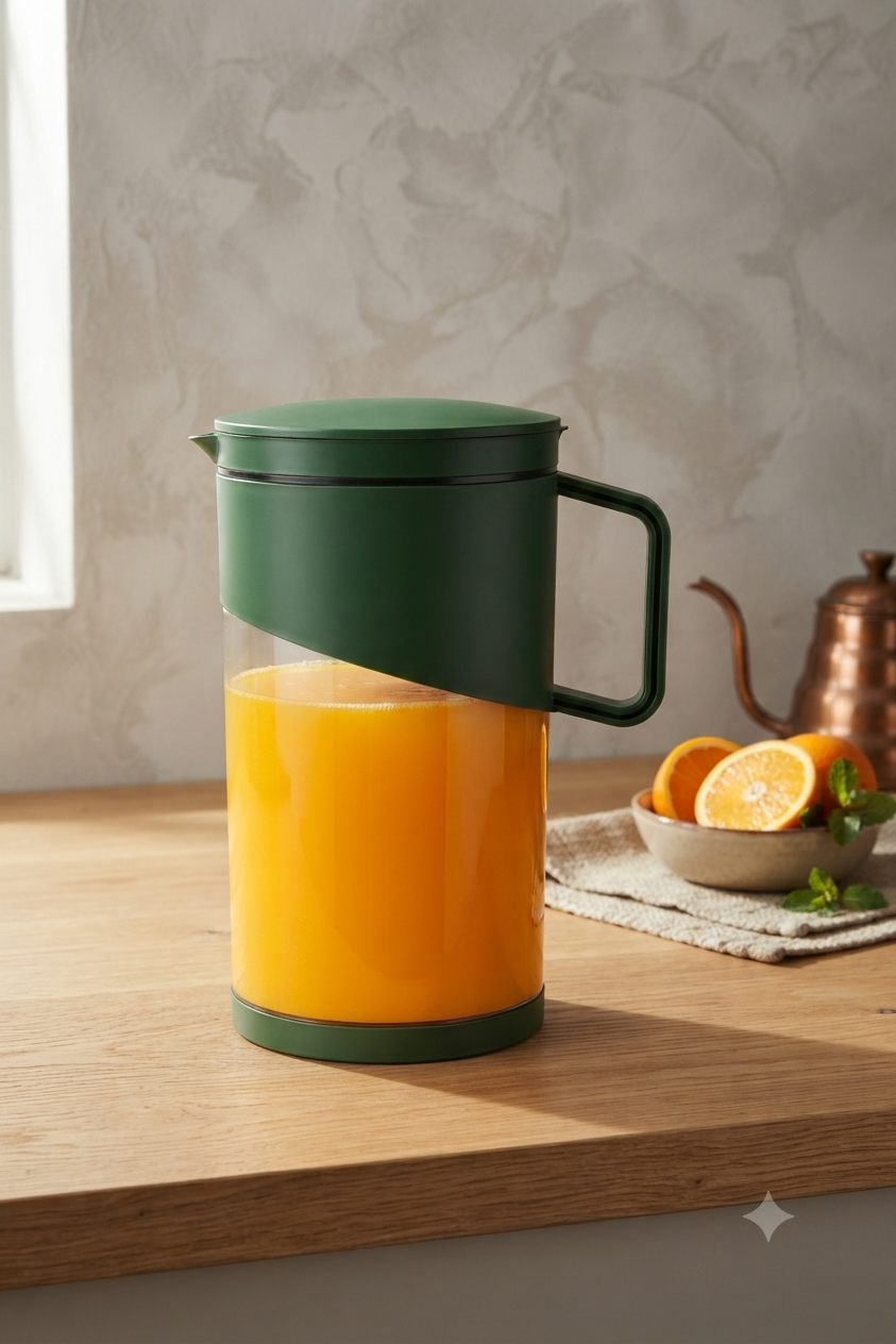 1800ml Water Jug for Fridge BPA Free Leakproof Plastic Pitcher with Handle | Juice, Milk & Cold Drink Storage Container for Kitchen & Dining (Green)